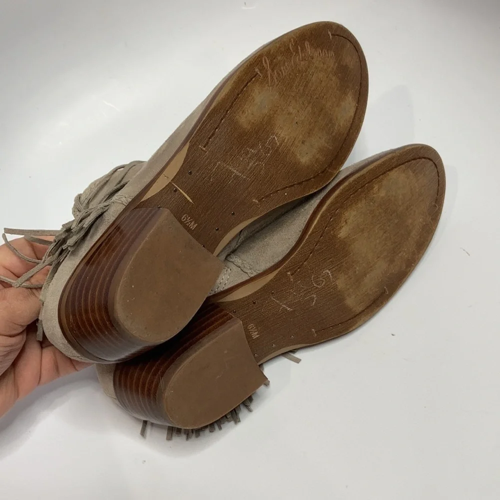 Sam Edelman Paige suede ankle boots fringe‎ size 6.5